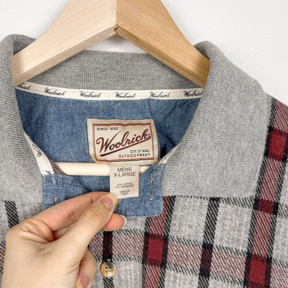 Vintage 90's Woolrich Plaid Collared Button Long Sleeve Outdoor Chore Shirt - Picture 4 of 5